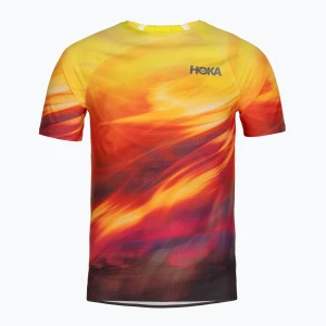 Koszulka do biegania męska HOKA Race Day Short Sleeve TR PRT hoka citrus print Czerwony