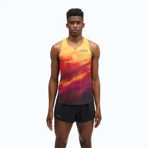 Koszulka do biegania męska HOKA Race Day Singlet TR Print hoka citrus Czerwony