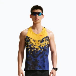 Koszulka do biegania męska Nike AeroSwift Dri-Fit ADV Singlet citron pulse/lapis/bright crimson Żółty