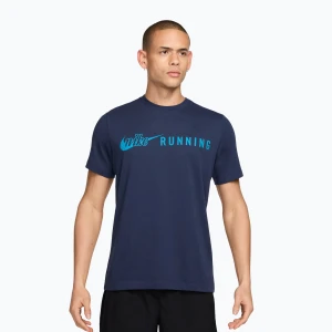 Koszulka do biegania męska Nike Dri-Fit Running T-Shirt midnight navy/light current blue Granatowy