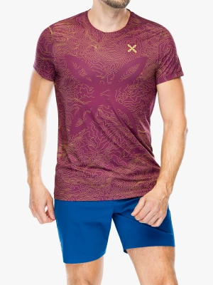 Koszulka do biegania Montura Topographic Sublime T-Shirt - wine red/lime