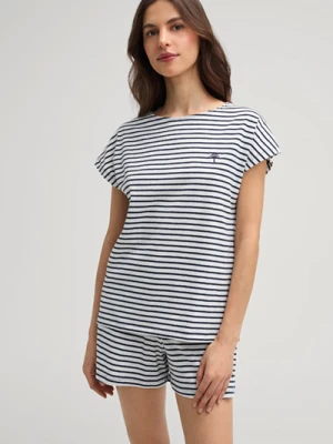 Koszulka do noszenia na co dzień w paski w kolorze złamanej bieli/granatowym Joop