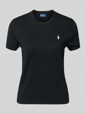 Koszulka dzianinowa o kroju slim fit z mieszanki bawełny Polo Ralph Lauren Czarny