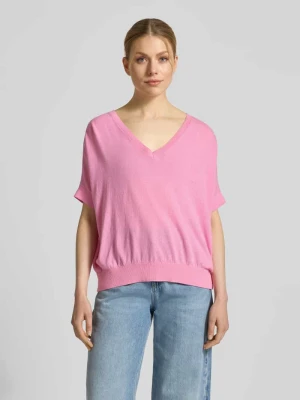 Koszulka dzianinowa z mieszaniny bawełny i lnu z dekoltem w serek milano italy