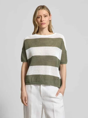 Koszulka dzianinowa z mieszanki lnu z dekoltem pod szyję LUISA CERANO