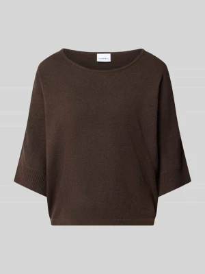 Koszulka dzianinowa z rękawem 3 / 4 comma Ciemnobrązowy