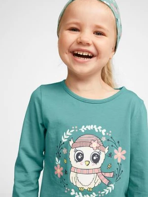 Koszulka dziewczęca z długim rękawem + spódniczka + legginsy + opaska do włosów (4 części) bonprix