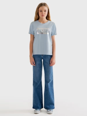 Koszulka dziewczęca z dużym nadrukiem z logo BIG STAR błękitna Oneidaska 401