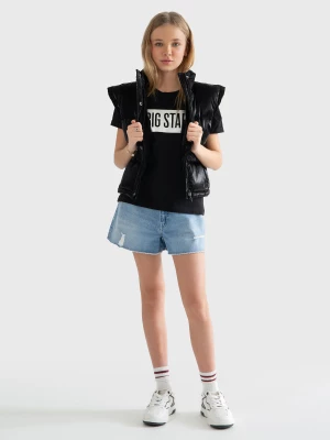 Koszulka dziewczęca z dużym nadrukiem z logo BIG STAR czarna Oneidaska 906