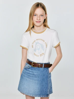Koszulka dziewczęca z nadrukiem biała Bettarca 100 BIG STAR