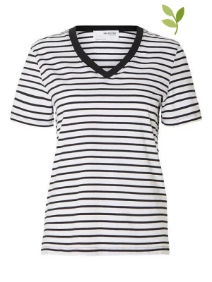 SELECTED FEMME Koszulka "Essential" w kolorze biało-czarnym rozmiar: L