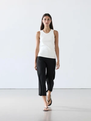 Koszulka Halter Z Mieszanki Bawełny - Biały - Massimo Dutti - Female