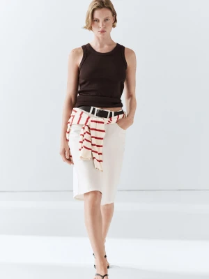 Koszulka Halter Z Mieszanki Bawełny - Brązowy - Massimo Dutti - Female