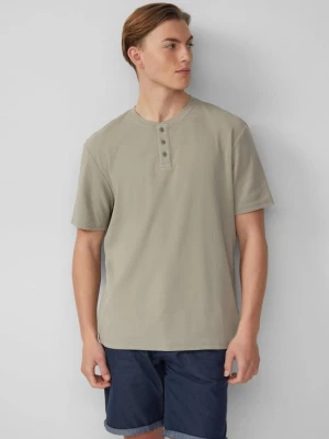 Koszulka Henley z prążkowaną strukturą QS oliwkowy