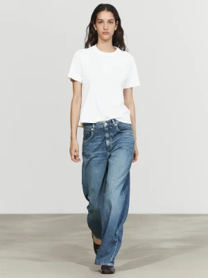 Koszulka Interlock Z Krótkim Rękawem - Biały Złamany - Massimo Dutti - Female