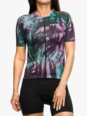 Koszulka kolarska damska Northwave Blade Flower Woman Jersey Short Sleeve  - black/turquoise