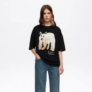 Koszulka krótki rękaw logo logo Frío Peludo czarna BIMBA Y LOLA