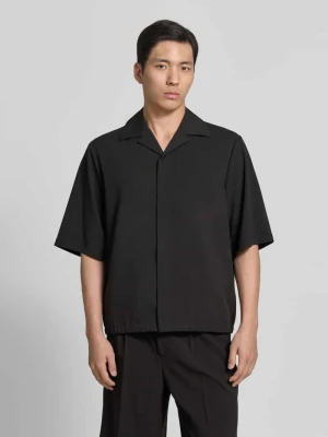 Koszulka-kurtka o kroju relaxed fit z kołnierzem z połami lindbergh Czarny