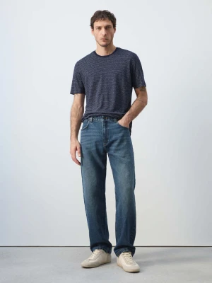 Zdjęcie produktu Koszulka lniana slim fit w paski atramentowy - Mężczyzna - - MANGO MAN