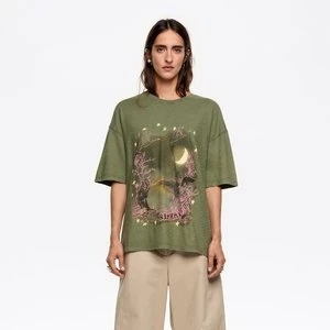 Koszulka logo łabędzie khaki BIMBA Y LOLA