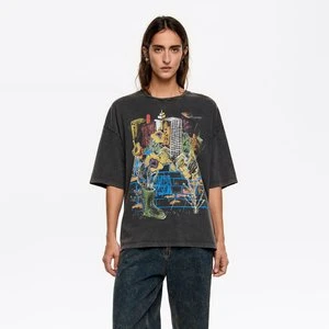 Koszulka logo miasto czarna efekt sprania BIMBA Y LOLA