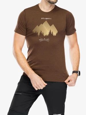 Koszulka merino Brubeck Outdoor Wool Pro T-Shirt - brown/mountains