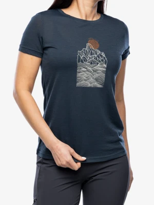 Koszulka merino damska Super.natural Preikestolen Cliffs Tee - blueberry/feather grey/copper