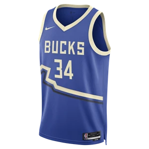 Koszulka męska Nike Dri-FIT NBA Swingman Giannis Antetokounmpo Milwaukee Bucks City Edition 2024/25 - Niebieski