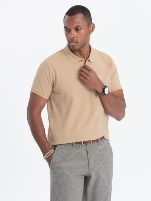 Zdjęcie produktu Koszulka męska polo klasyczna bawełniana - beżowa V24 Ombre Clothing