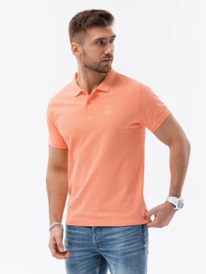 Koszulka męska polo z dzianiny pique - brzoskwiniowy V19 S1374
 -                                    M Ombre