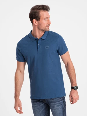 Zdjęcie produktu Koszulka męska polo z dzianiny pique - ciemnoniebieski V13 Ombre Clothing