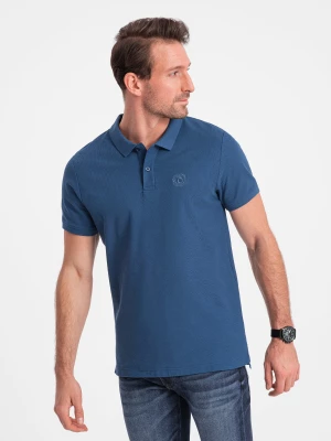 Koszulka męska polo z dzianiny pique - ciemnoniebieski V13 S1374
 -                                    L