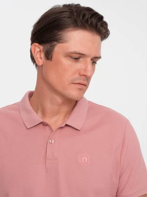 Koszulka męska polo z dzianiny pique - różowy V7 S1374
 -                                    L