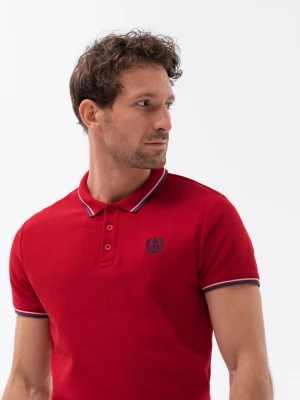 Koszulka męska polo z kontrastowym wykończeniem - czerwona V3 S1635
 -                                    L