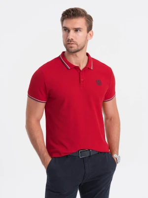 Koszulka męska polo z kontrastowym wykończeniem - czerwona V3 S1635
 -                                    XXL Ombre