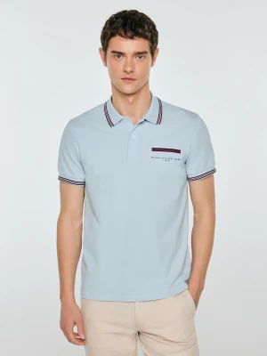 Koszulka męska polo z kontrastowym wykoŅczeniem niebieska Polos 400 BIG STAR