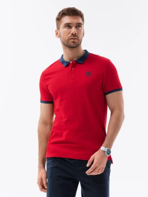Koszulka męska polo z kontrastowymi elementami - czerwona V4 S1634
 -                                    L