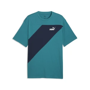 Koszulka męska PUMA POWER z blokami kolorów, Odzież, Zielony,