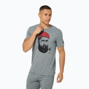 Koszulka męska super.natural Sailor Tee cashmere grey mel / jet black / high risk red