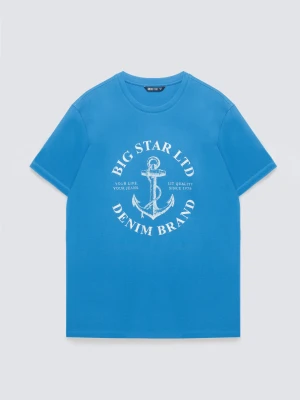 Koszulka męska z kontrastowym nadrukiem niebieska Kartes 401 BIG STAR