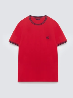 Koszulka męska z kontrastowym wykoŅczeniem czerwona Polias 603 BIG STAR