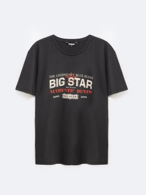 Koszulka męska z nadrukiem z kolekcji Authentic czarna Enifer 906 BIG STAR