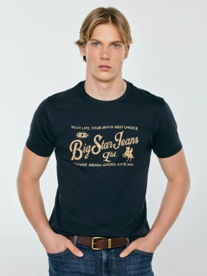 Koszulka męska z nadrukiem z linii Authentic granatowa Eller 403 BIG STAR