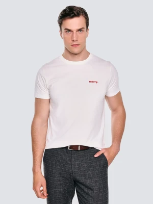 Koszulka męska z niewielkim nadrukiem na piersi biała Karr 100 BIG STAR