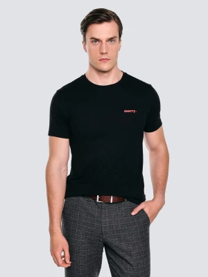 Koszulka męska z niewielkim nadrukiem na piersi czarna Karr 906 BIG STAR