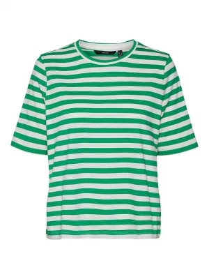 Vero Moda Koszulka "Molly" w kolorze zielono-białym rozmiar: XS