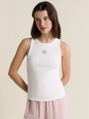 Koszulka na ramiączkach piżamowa z bawełny Etam