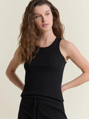 Koszulka na ramiączkach piżamowa z okrągłym dekoltem z bawełną Etam