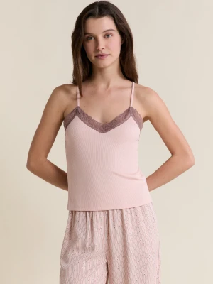 Koszulka na ramiączkach z detalami koronkowymi Etam