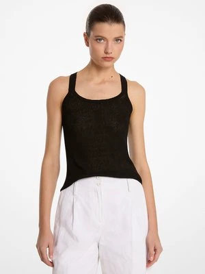 Koszulka na ramiączkach z drobnymi prążkami z lnu i mieszanki bawełny MICHAEL KORS COLLECTION